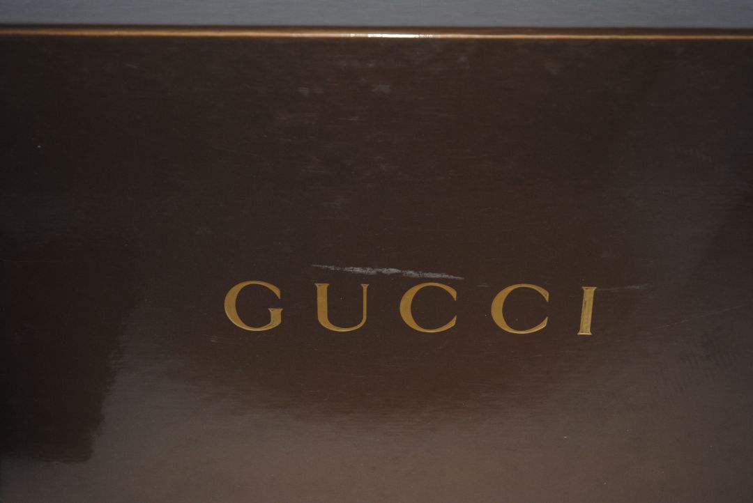 black and tortoise Gucci Patent Leather Peep-Toe Heels with Tortoise Horsebit Detail, 38 EU