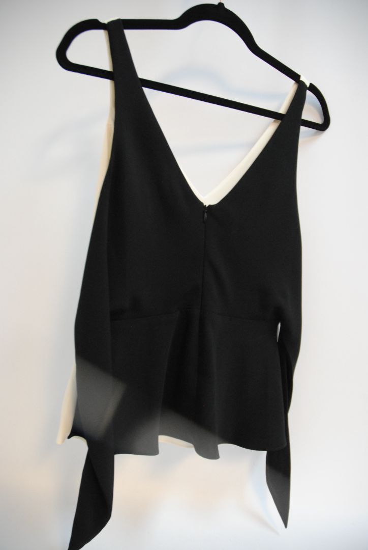black and white Amanda Uprichard v neck peplum top, S