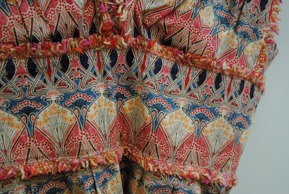 deco pattern Cacharel deep v midi dress, M