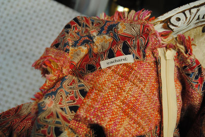 deco pattern Cacharel deep v midi dress, M