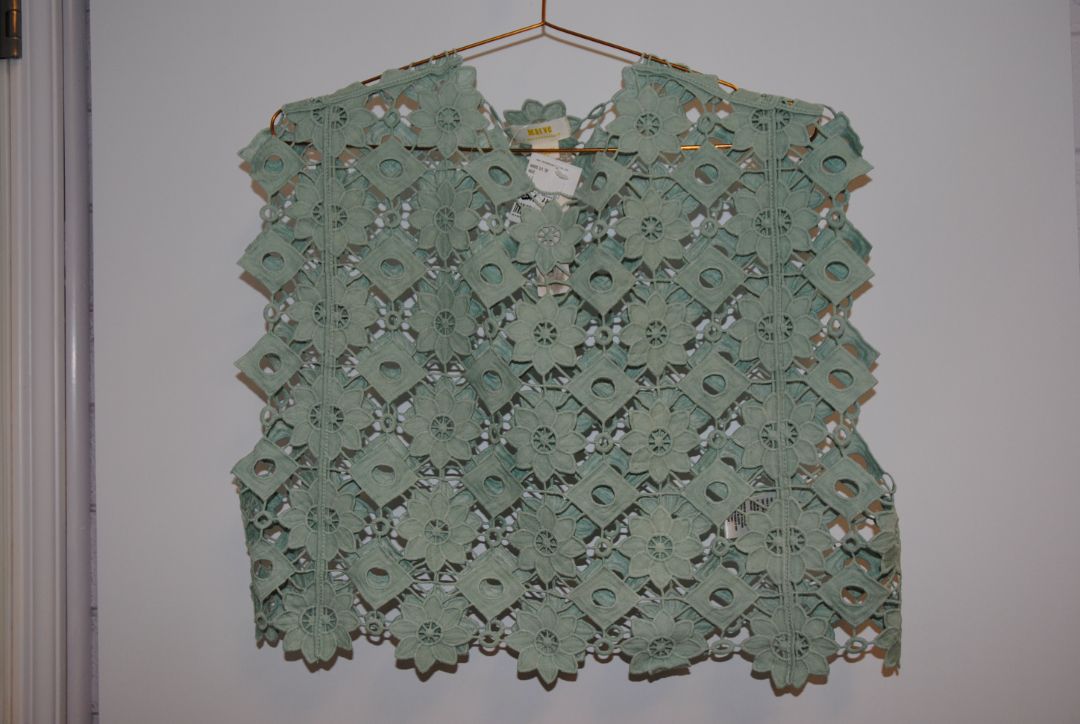 sage green Maeve lace top, one size