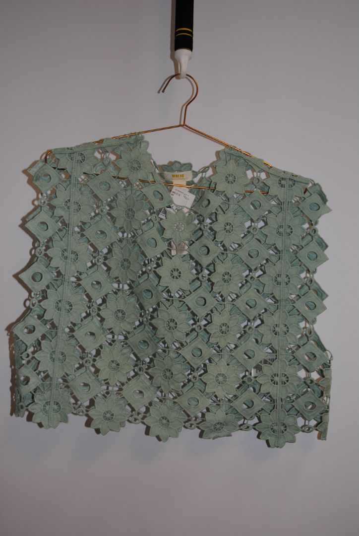 sage green Maeve lace top, one size