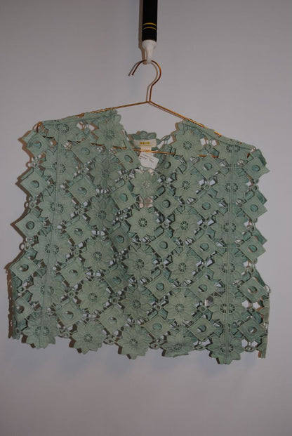 sage green Maeve lace top, one size