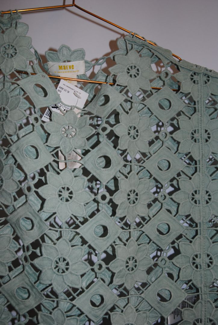 sage green Maeve lace top, one size