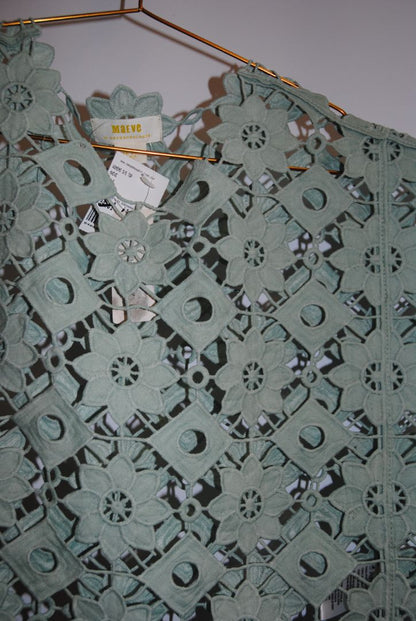 sage green Maeve lace top, one size