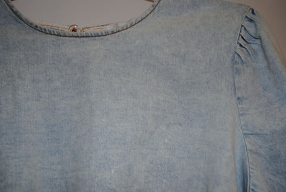 light denim WeWoreWhat RUFFLE TOP CROP TOP, XL