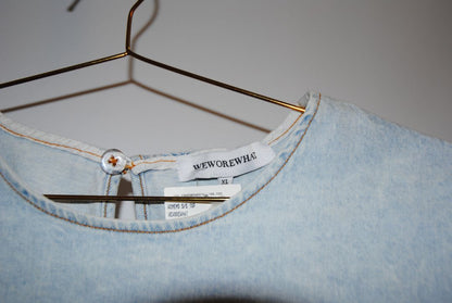 light denim WeWoreWhat RUFFLE TOP CROP TOP, XL