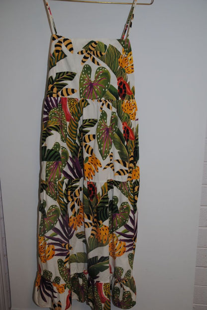 multi color Farm Rio tiered dress, L