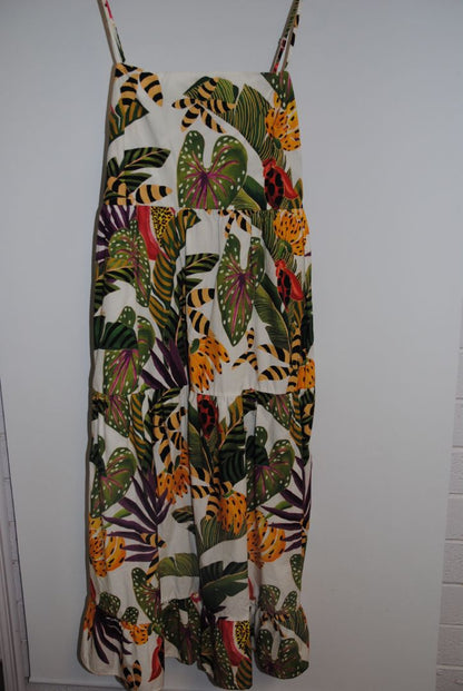 multi color Farm Rio tiered dress, L