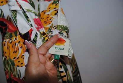 multi color Farm Rio tiered dress, L