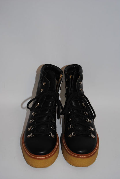 black Hermès Mountain Lace-Up Boots, 42 EU
