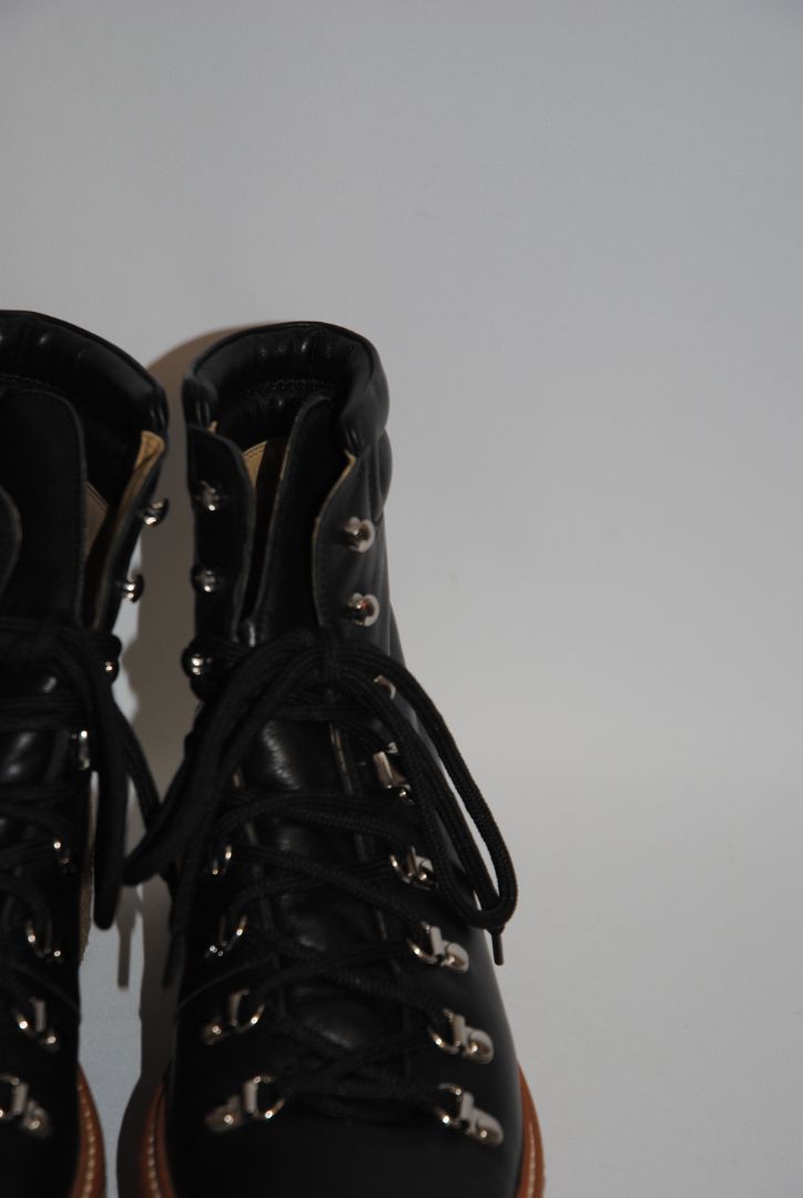 black Hermès Mountain Lace-Up Boots, 42 EU