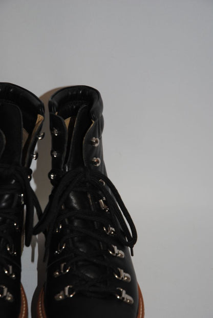black Hermès Mountain Lace-Up Boots, 42 EU