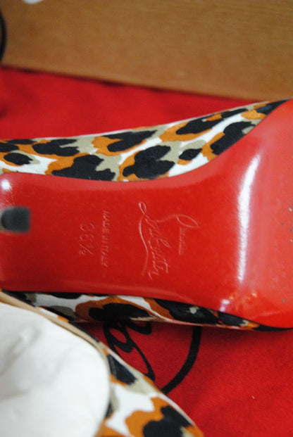 orange multi Christian Louboutin leopard pumps, 36.5 EU