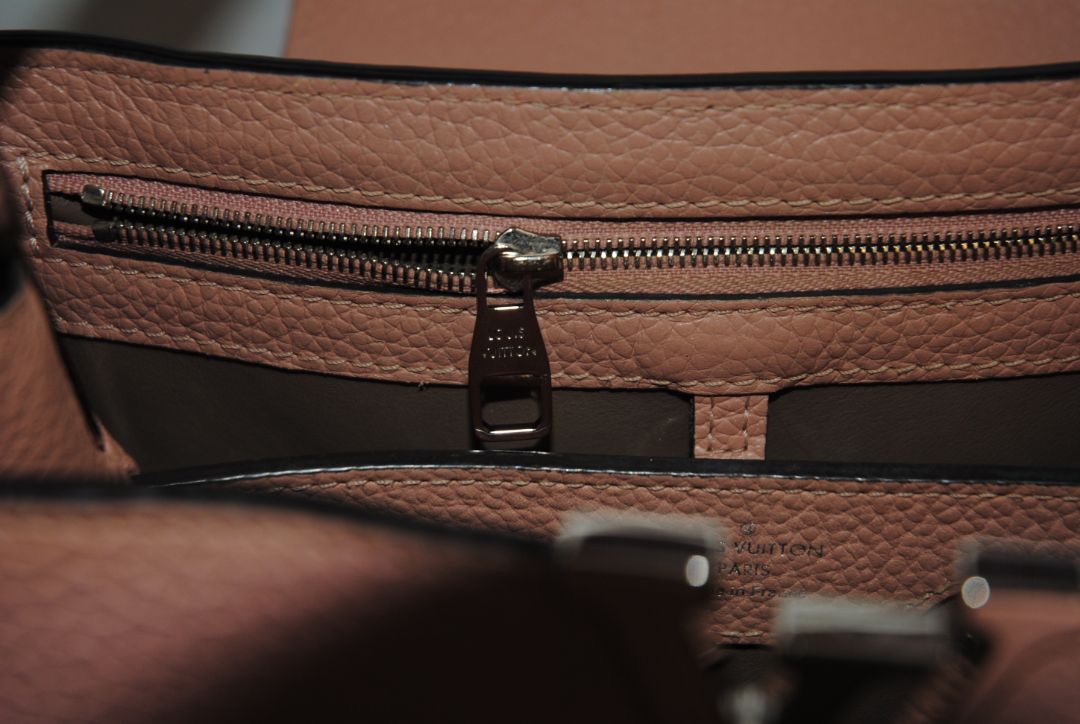 Magnolia Pink Louis Vuitton Capucines BB – Magnolia Pink Taurillon Leather with Silver Hardware, Length: 10.6 in (27 cm) Height: 7 in (18 cm) Depth: 3.5 in (9 cm) Top Handle Drop: 3.5 in (9 cm) Strap Drop: 18–21 in (adjustable/removable)