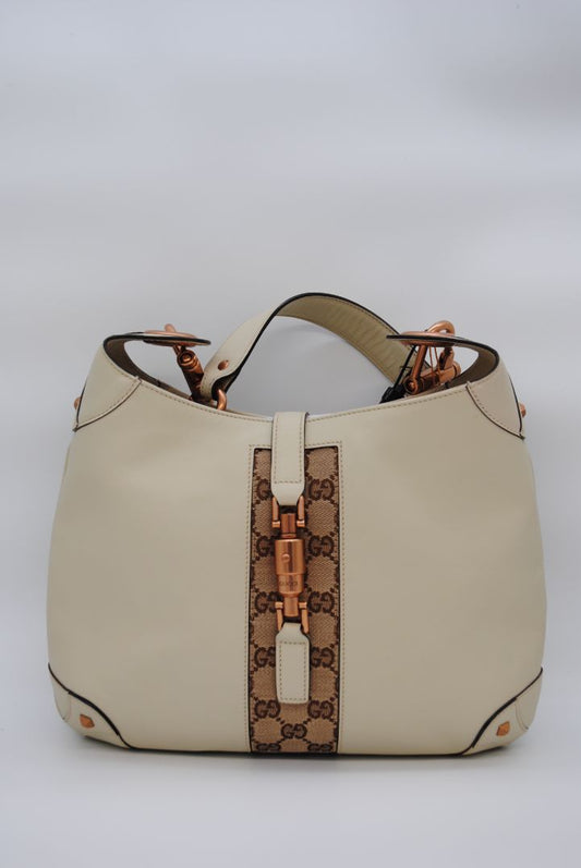 Beige/ Ivory Gucci Nailhead Jackie Praline/ Beige Ivory shoulder bag, 25x29x7