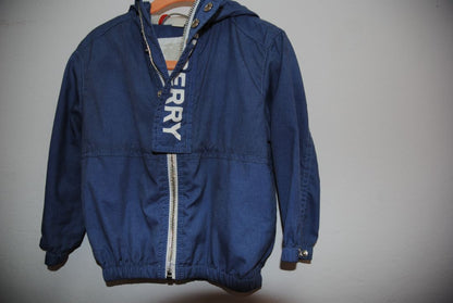 blue Burberry hooded zip, 18 mos