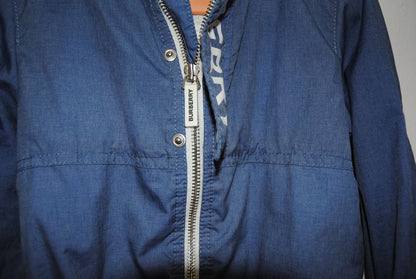blue Burberry hooded zip, 18 mos