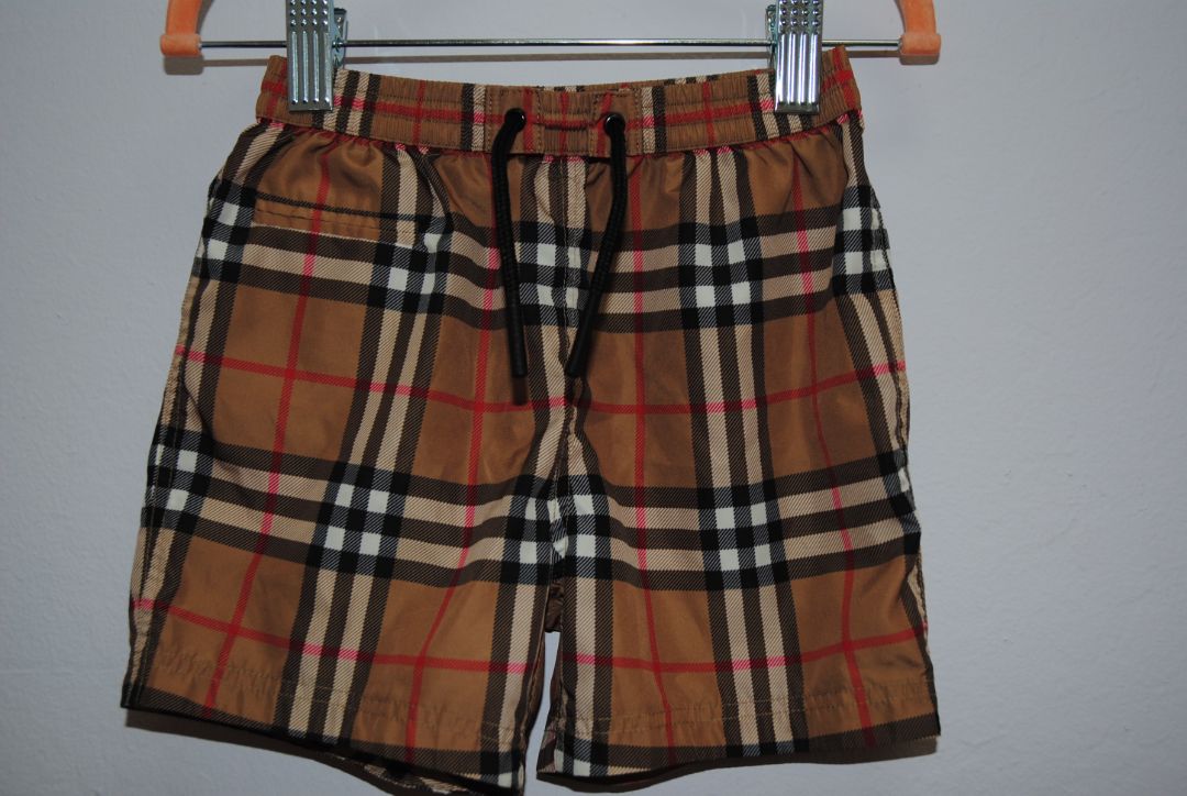check brown Burberry check swim shorts, 18M