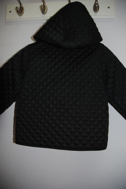 black Burberry quilt with hood jacket, 2 YRS