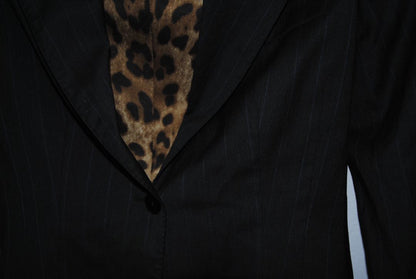 black and charcoal pintstripe Dolce & Gabbana pinstripe coat, 42 EU