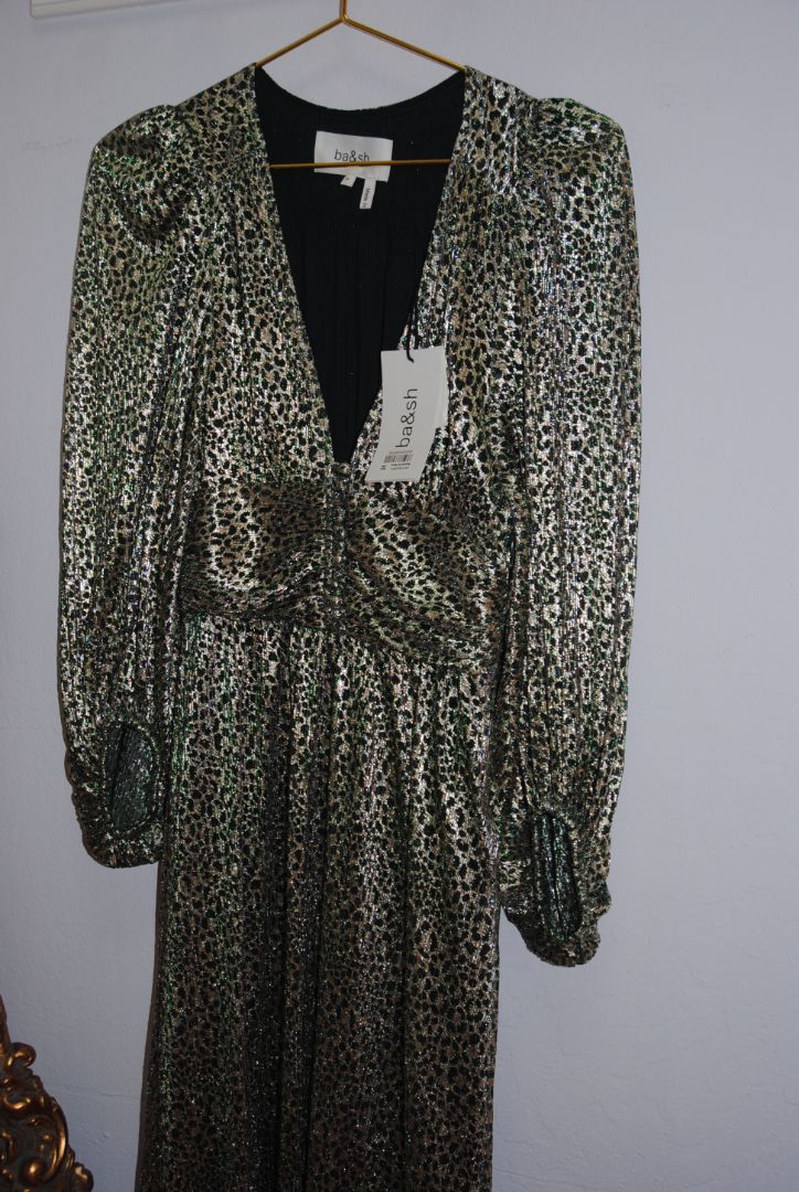 metallic and green BA&SH metallic leaopard dress, xs