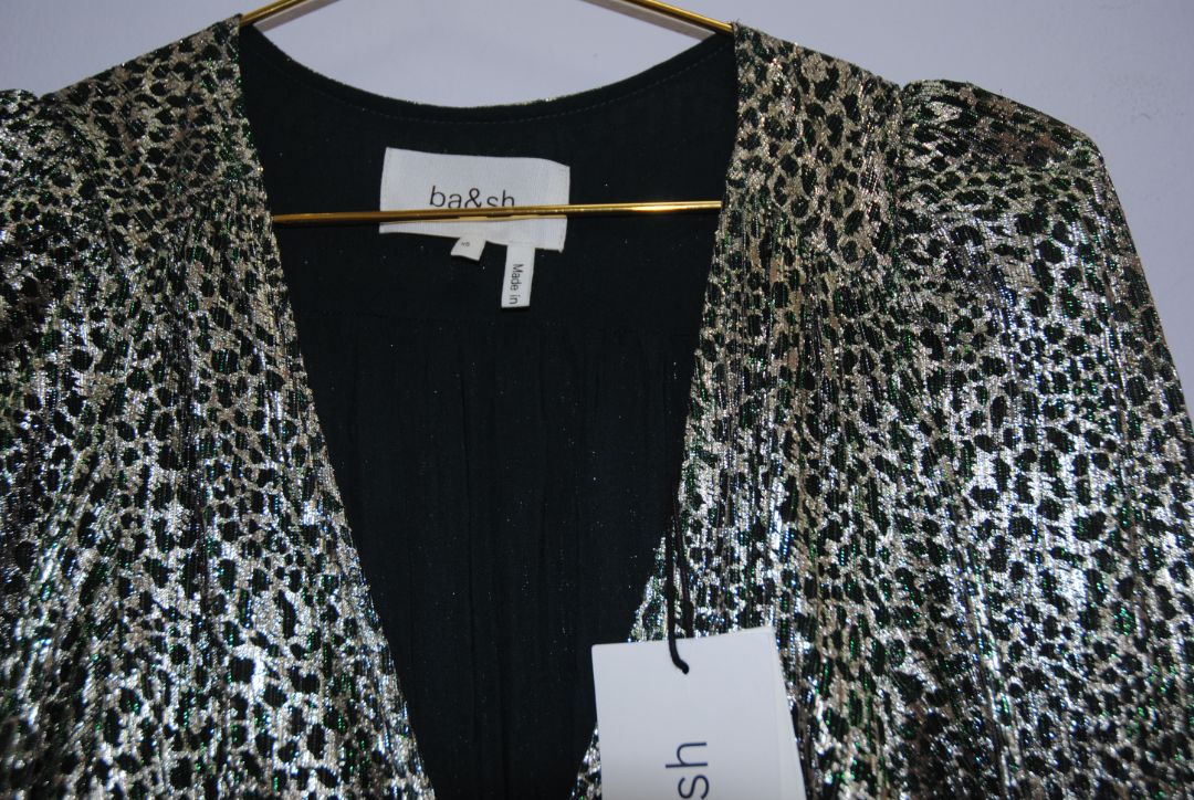metallic and green BA&SH metallic leaopard dress, xs