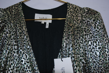 metallic and green BA&SH metallic leaopard dress, xs