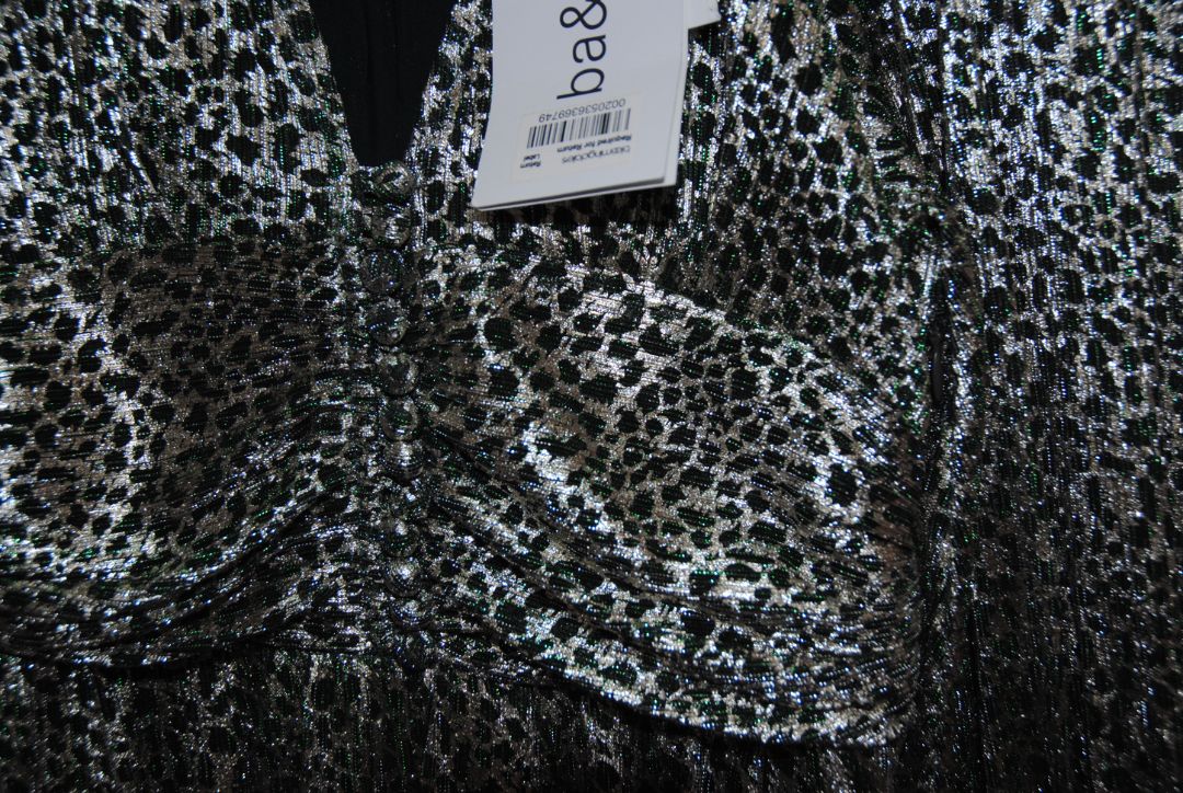 metallic and green BA&SH metallic leaopard dress, xs