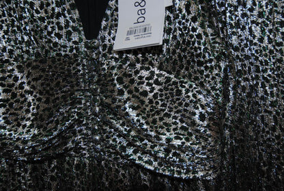 metallic and green BA&SH metallic leaopard dress, xs