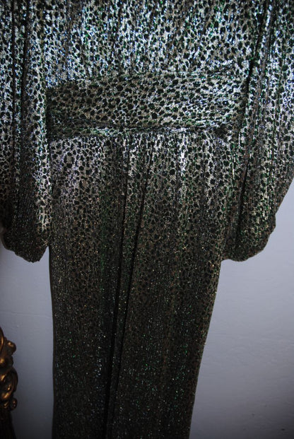 metallic and green BA&SH metallic leaopard dress, xs