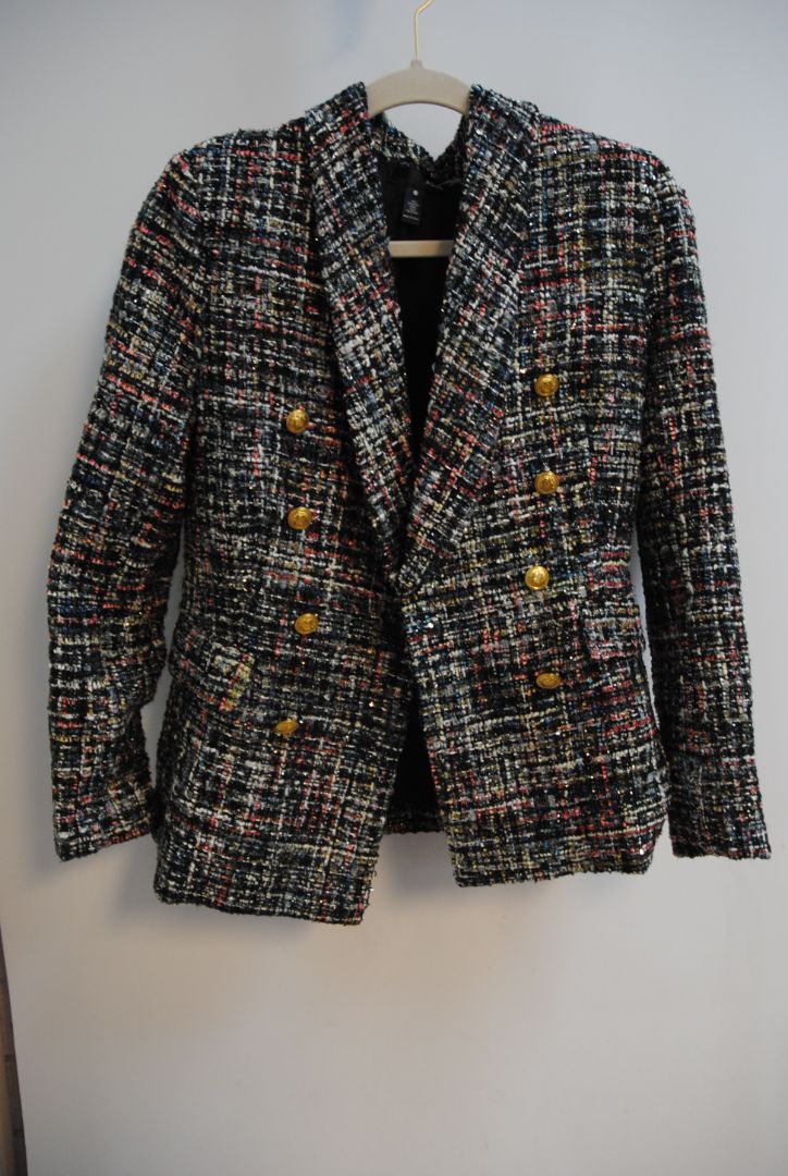 multicolor Aqua TWEED double breast jacket, xs