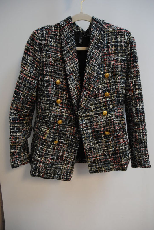 multicolor Aqua TWEED double breast jacket, xs