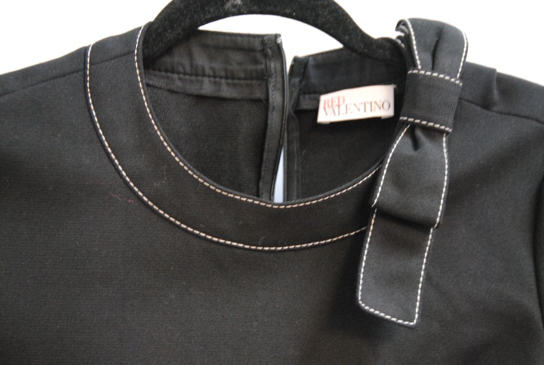black Red Valentino Black Bow Detail Dress, 4-6