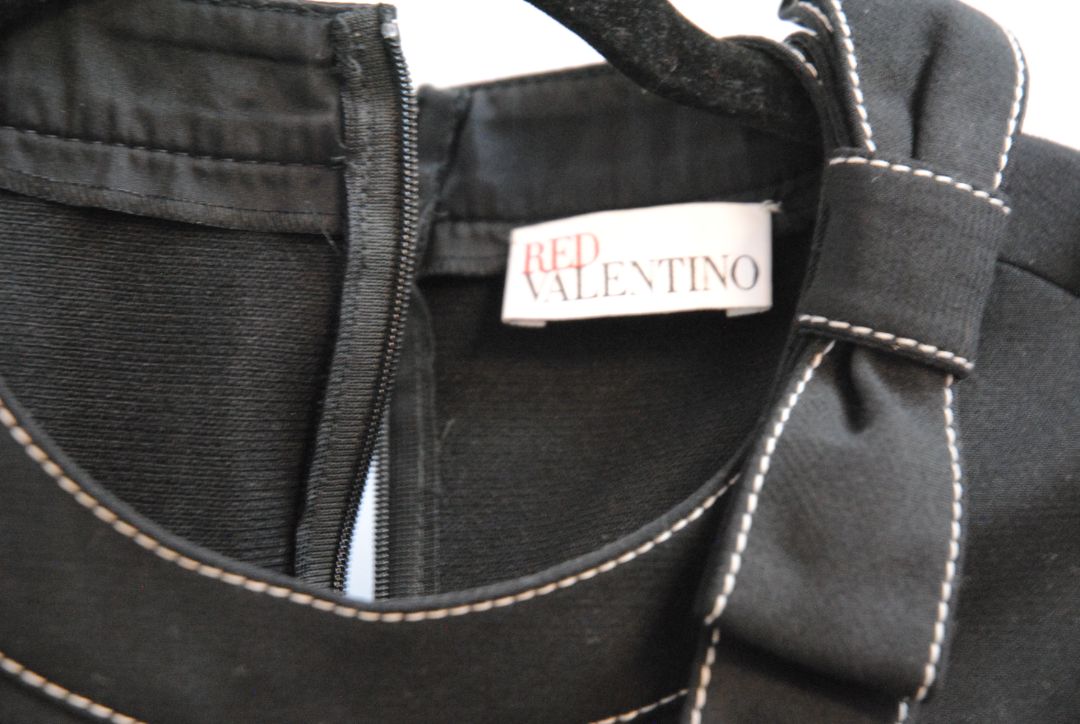 black Red Valentino Black Bow Detail Dress, 4-6