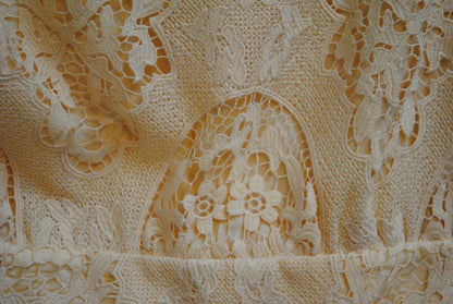 beige lace Maje Blush Guipure Lace Blouse – Romantic Cutwork Elegance, M