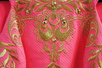 pink and gold Lilly Pulitzer Gold-Embroidered Shift Dress (, 2