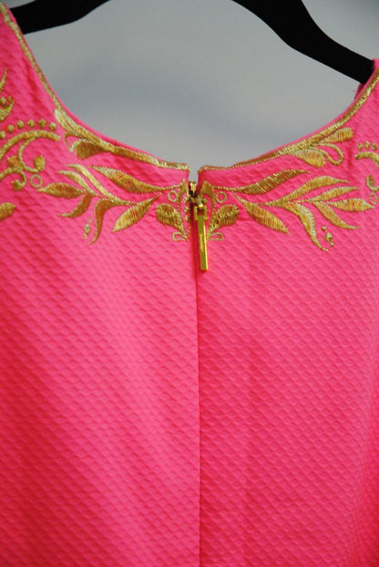 pink and gold Lilly Pulitzer Gold-Embroidered Shift Dress (, 2