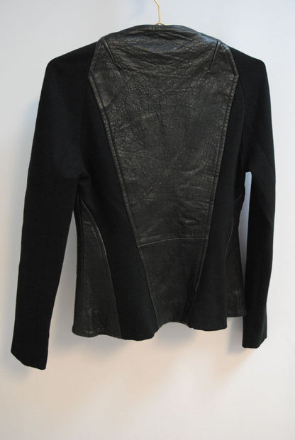 black Ted Baker Faux Leather & Knit Moto Jacket, 3 EU
