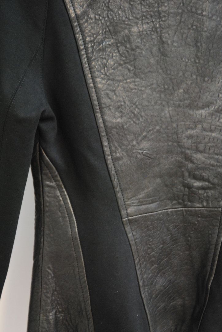 black Ted Baker Faux Leather & Knit Moto Jacket, 3 EU