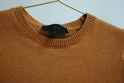 rust ZARA knit short sleeve top, S