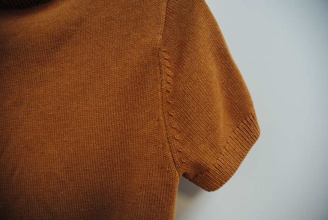 rust ZARA knit short sleeve top, S