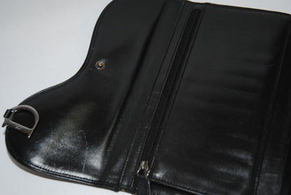black and grey Christian Dior OBLIQUE TROTTER LONG WALLET, Dimensions: Approx. 7.5” L × 4.25” H × 1” D