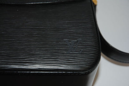 black Louis Vuitton Epi Leather shoulder  Bag, Dimensions (approx): 9” L x 7” H x 3” W (22.8cm x 17.8cm x 7.6cm) Strap Drop: 18” adjustable (45.7cm)