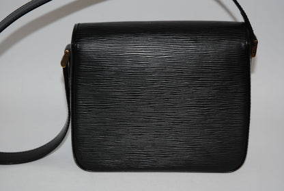 black Louis Vuitton Epi Leather shoulder  Bag, Dimensions (approx): 9” L x 7” H x 3” W (22.8cm x 17.8cm x 7.6cm) Strap Drop: 18” adjustable (45.7cm)
