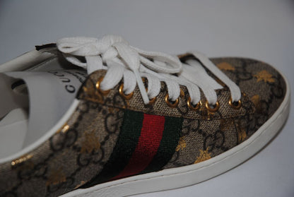 monogram Gucci Supreme Sneaker with Bees and Stars Embroidery, Fit: Typically runs true to size; narrow cut Sole Height: Approx. 1.2 in (3 cm)  EU 35