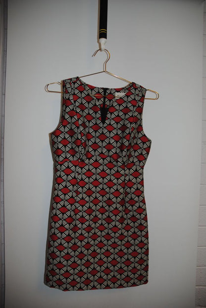 geometric black and red Milly sheath dress, 4s