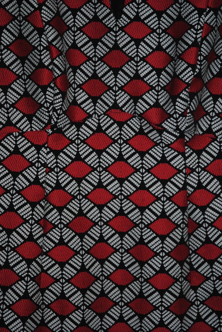 geometric black and red Milly sheath dress, 4s