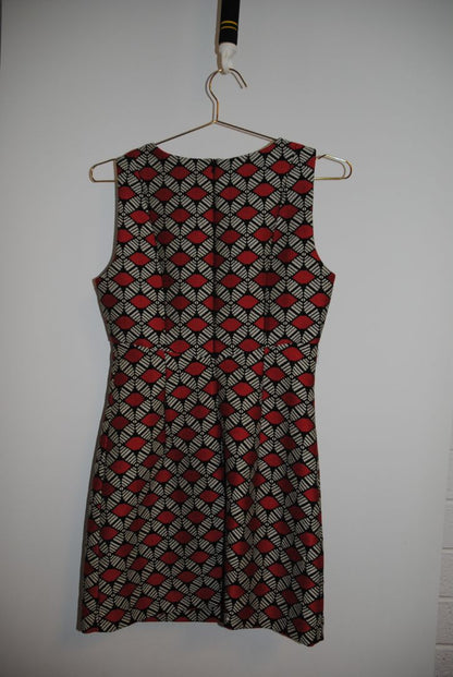 geometric black and red Milly sheath dress, 4s