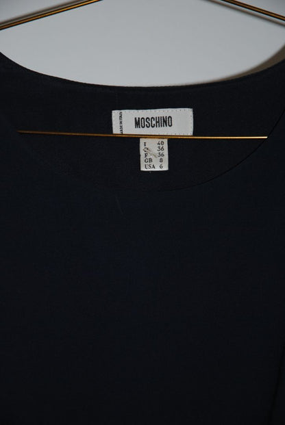 Navy Moschino Draped Sleeveless Dress, 6